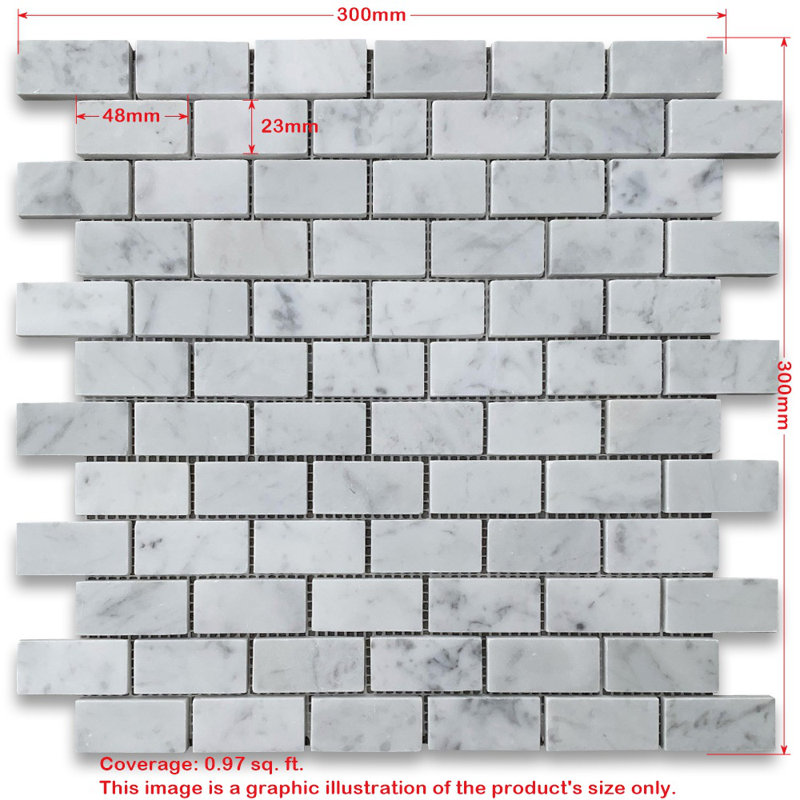 Bardiglio 12" x 12" Marble Brick Joint Mosaic Wall & Floor Tile, Light Gray