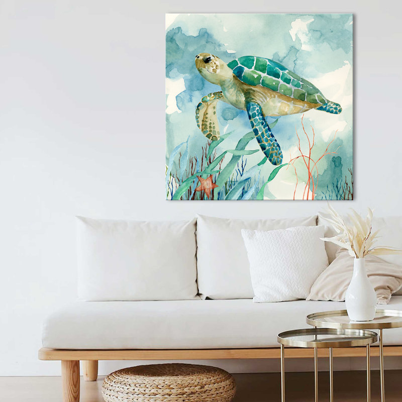 "Coral Bay Sea Turtle II" par Nan, reproduction sur toile, H 28 po x l 28 po x P 1,5 po