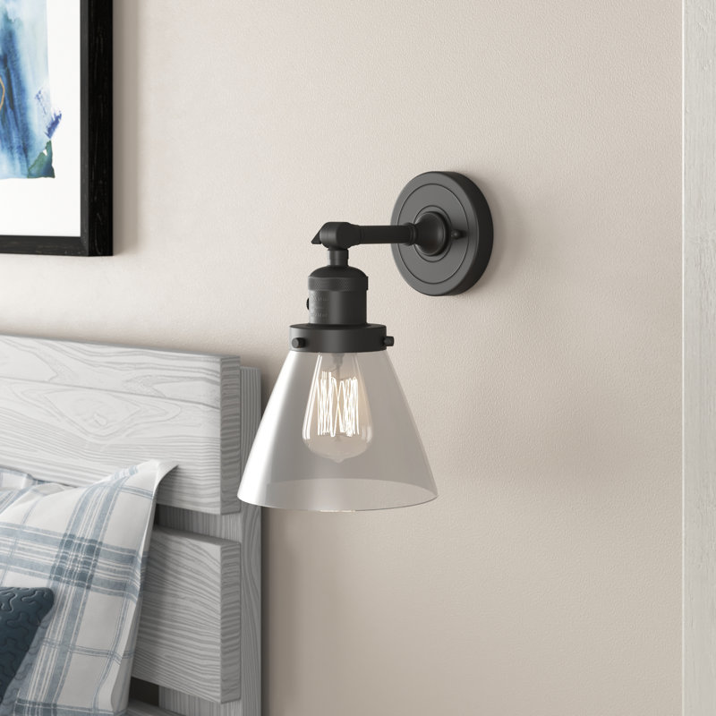 Cone 1 Light Sconce, 60 Watt Vintage Incandescent Bulb, Clear, Satin Gold