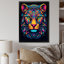 «Neon Portrait of Wild Tiger I - Animal Lion», art mural sur toile