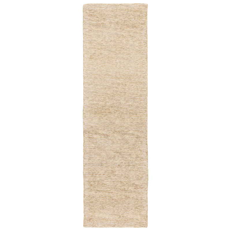 Ebony Hand Tufted Wool Cotton Rug in Ivory/Gold, Runner 2'3" x 8'
