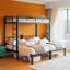 Cadre de lit contemporain pour la maison, lit superposé, lit simple en métal avec garde-corps et échelle