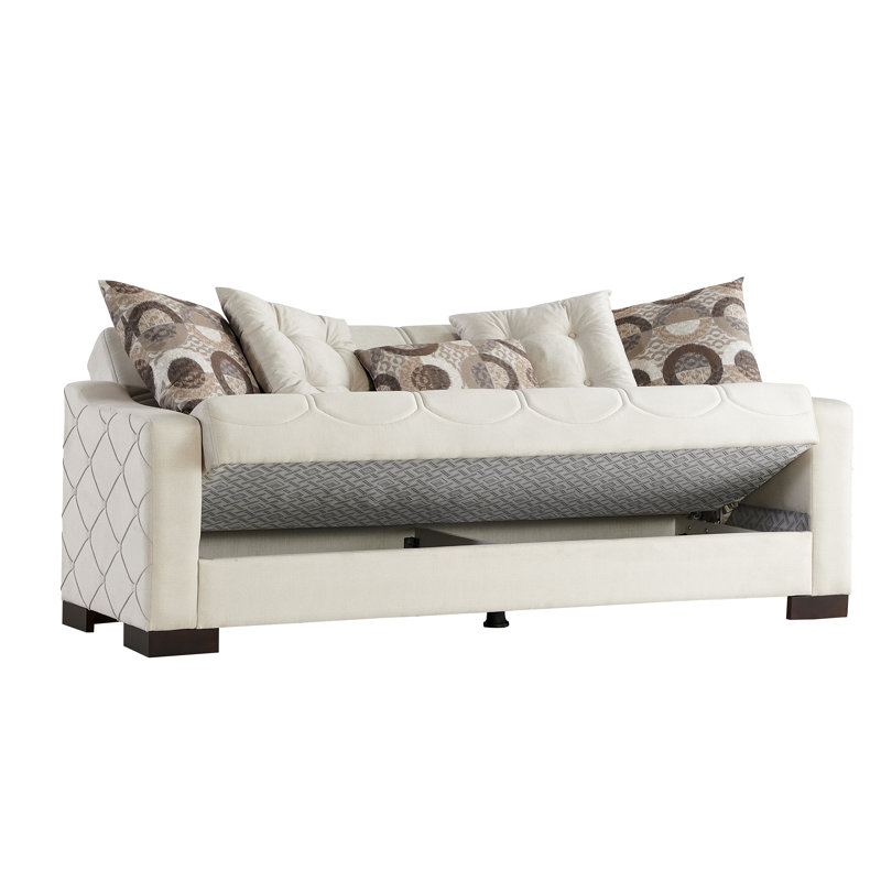 Canapé à accoudoirs carrés 89 po Tevrat, Microfibre/microsuède beige