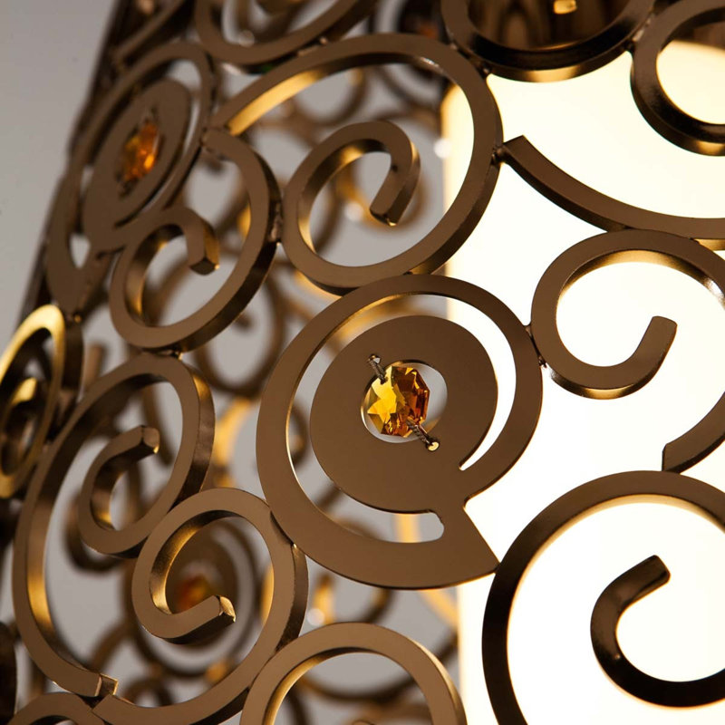 Lustre à intensité variable en cristal Crystal, Transparent, Bronze, 55” Width x 70” Height