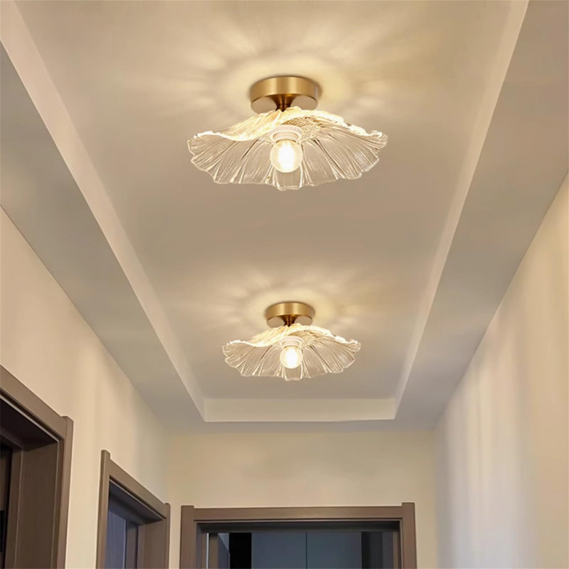 Glass Semi Flush Mount, White
