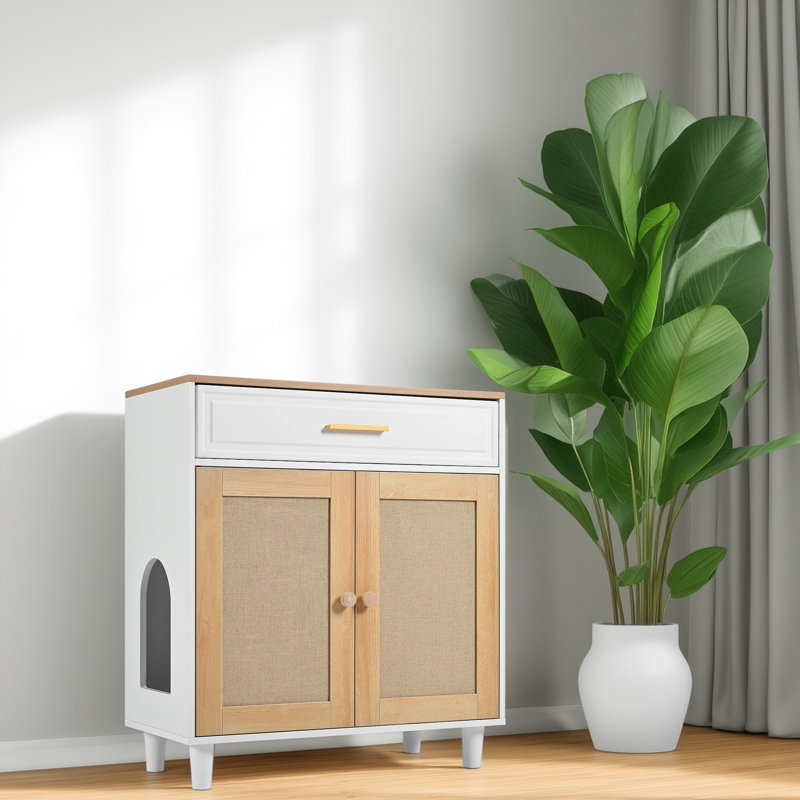 Litière pour chat avec porte à griffer en sisal et prise de charge Furniture
