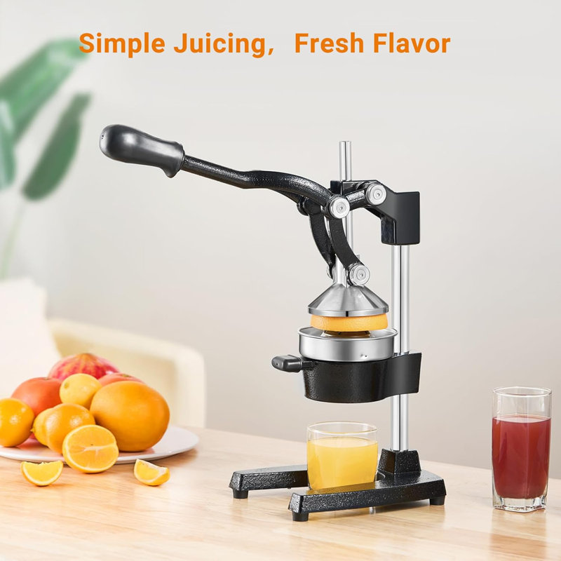 Presse-agrumes manuel robuste en fonte, tasse en acier inoxydable, presse-agrumes facile à nettoyer pour citron grenade orange lime (noir)