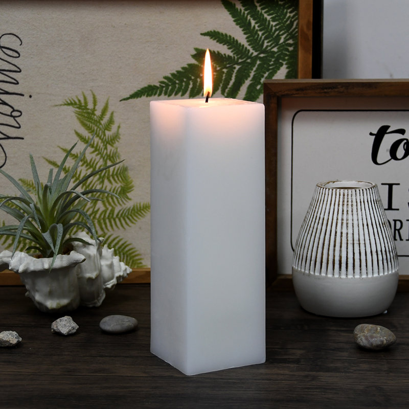 Bougie colonne, Blanc, H 9 po x l 3 po x P 3 po, Ensemble de 12