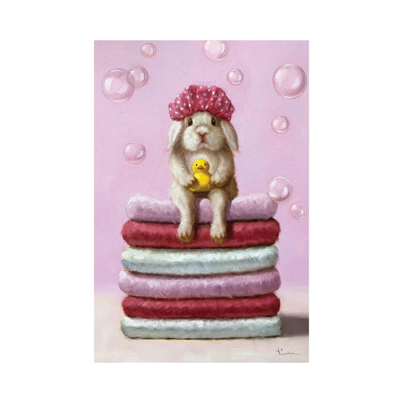 «Bath Day» par Lucia Heffernan, peinture sur toile tendue, H 12 po x l 8 po x P 0,75 po