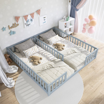 Double Twin American-Style Floor Bed With Guardrails