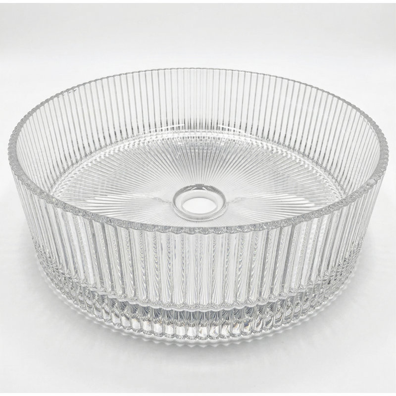 Timeless 16" Tempered Glass Circular Vessel Bathroom Sink, Clear