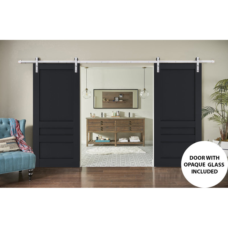 Portes de grange à panneaux en bois Veregio, Anthracite, 64 po x 96 po