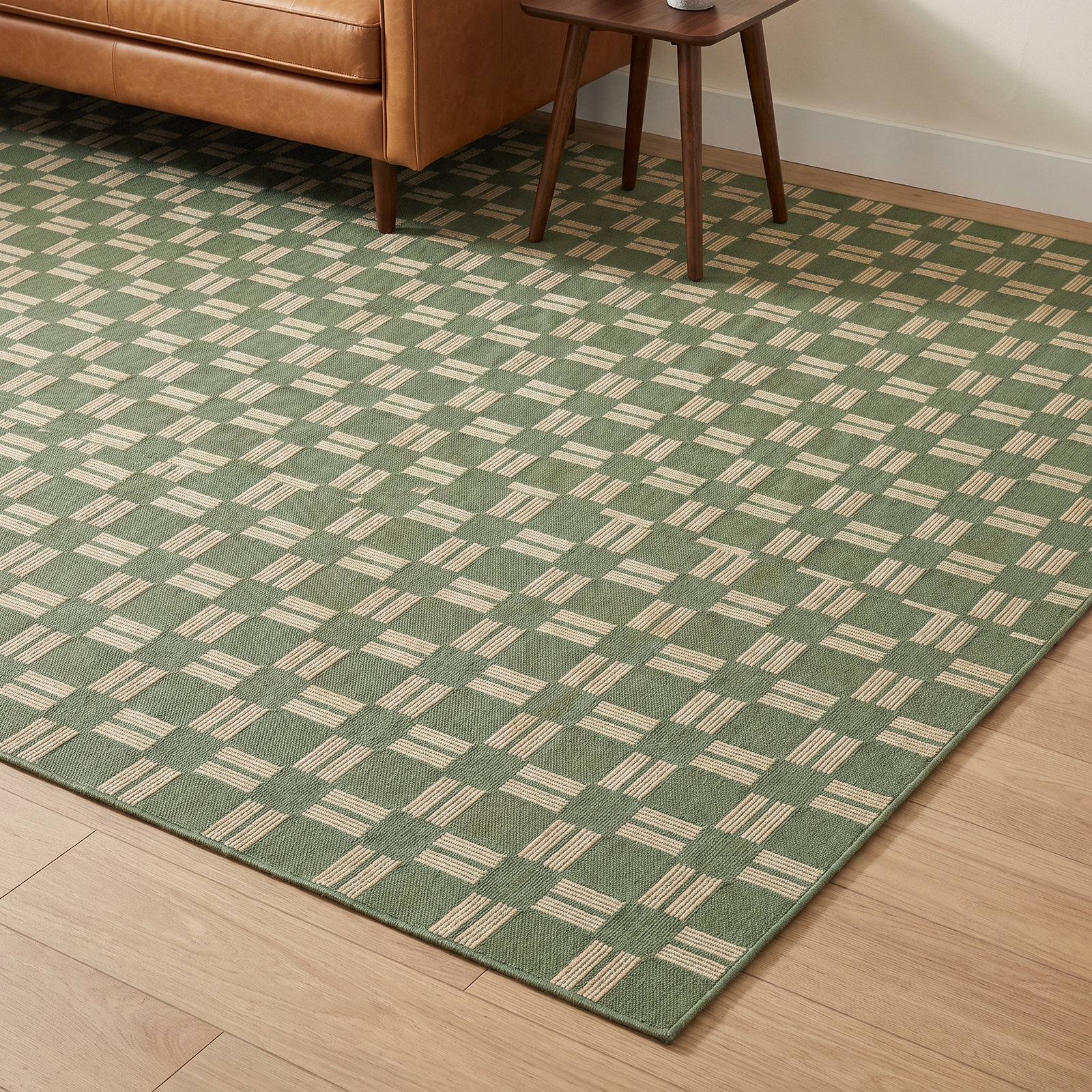 Icon Green Geometric Outdoor Rug, Rectangle 7'10" x 10'