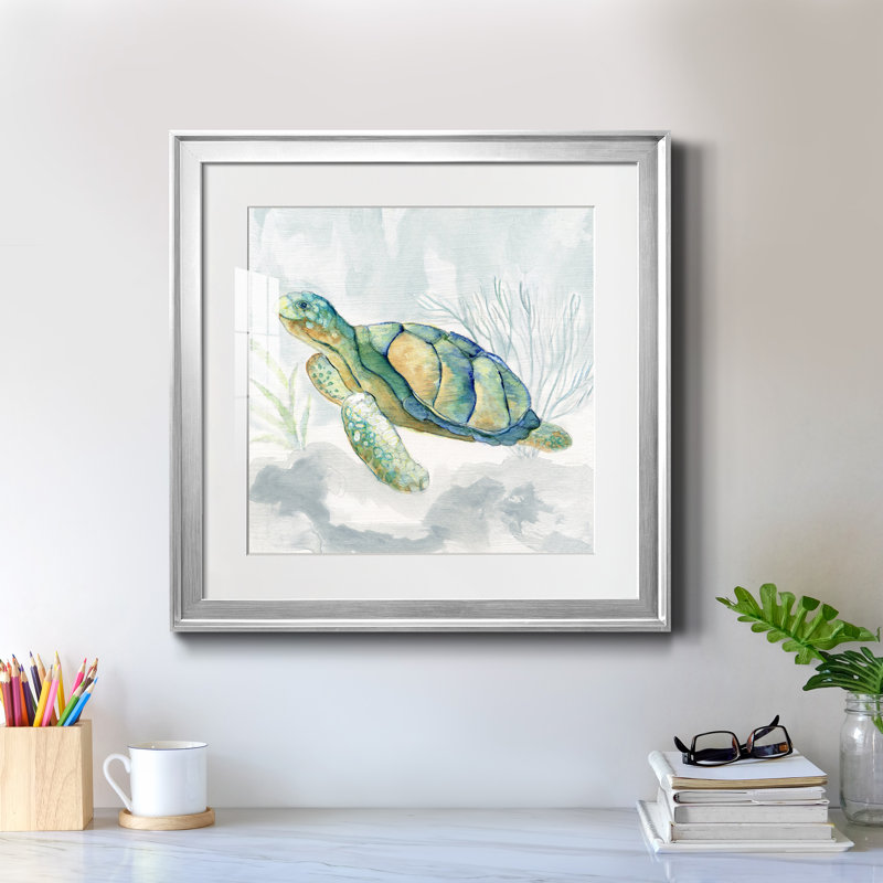 «Riding the Current II» - peinture encadrée, Encadrement argenté, H 22,5 po x l 22,5 po x P 1,5 po