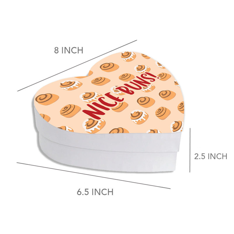 Boîte-cadeau en forme de cœur pour la Saint-Valentin avec couvercle, jolis petits pains amusants, boîte réutilisable en forme de cœur, 8 po x 6 po, paquet de 1