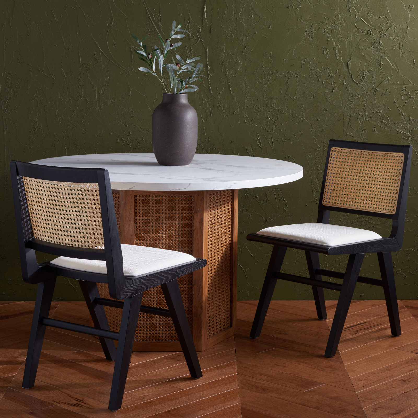Arieana Cane Dining Chair (Set of 2), Black