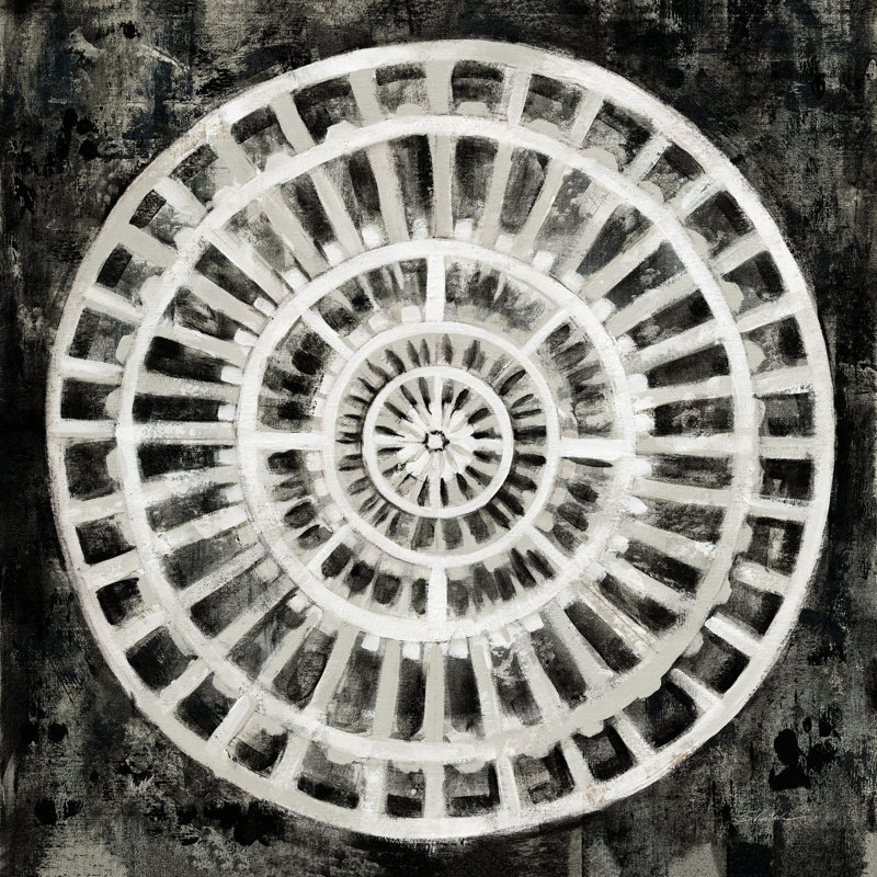 Black Textured Medallion by Silvia Vassileva - Wrapped Canvas Painting, 122cm H x 122cm W