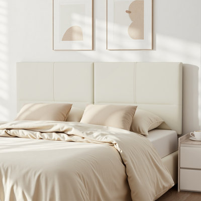Upholstered Headboard King Size, Solid Wood Head Board with Sturdy Metal Legs, Faux Leather,Height Adjustable