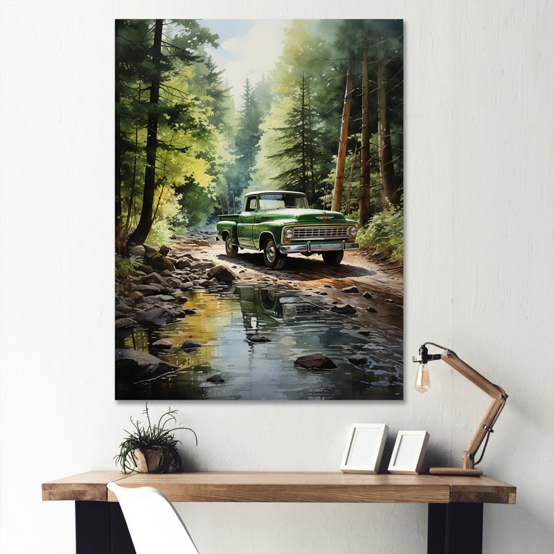 Yaden Pickup Truck Whispering Forest I, H 40 po x l 30 po x P 1,5 po, Toile tendue