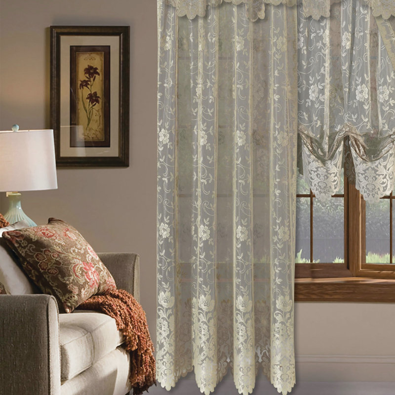 Nesbit Semi Sheer Curtain Single Panel, Linen, 56" W x 45" L