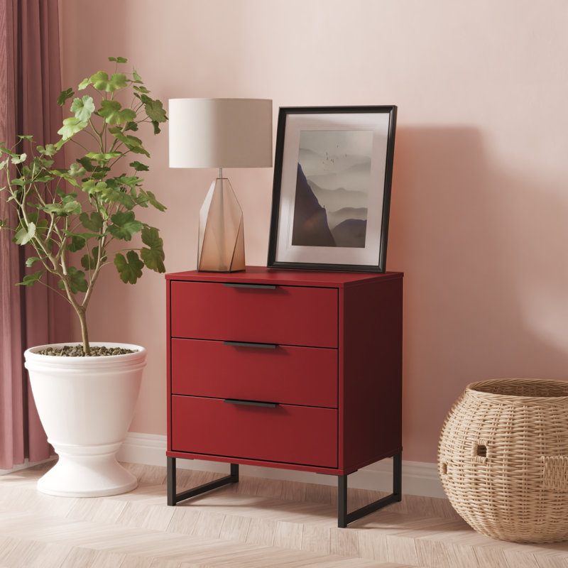 Bisceglia 58cm W 3 - Drawer Chest of Drawers, Red
