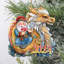 Ornement en bois Père Noël avec dragon