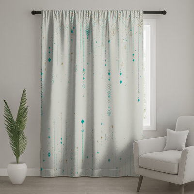 Geometric Shapes Window Curtains, Pattern Sheer & Blockout Curtains - 1 Panel