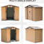 Édifice d'entreposage extérieur 7 pi x 4 pi, acier galvanisé, 4 évents, 2 portes coulissantes, spacieux pour la pelouse, le jardin, le garage, la maison jaune, 4 pi