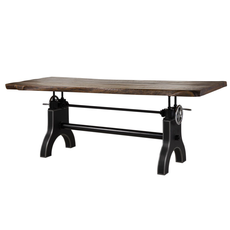 Solid Wood Top Metal Base Dining Table, 80cm H x 240cm L x 100cm W