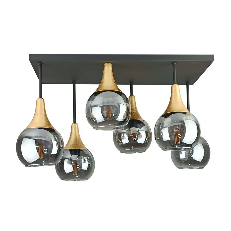 Asa Glass Semi Flush Mount, Gold, Smoky