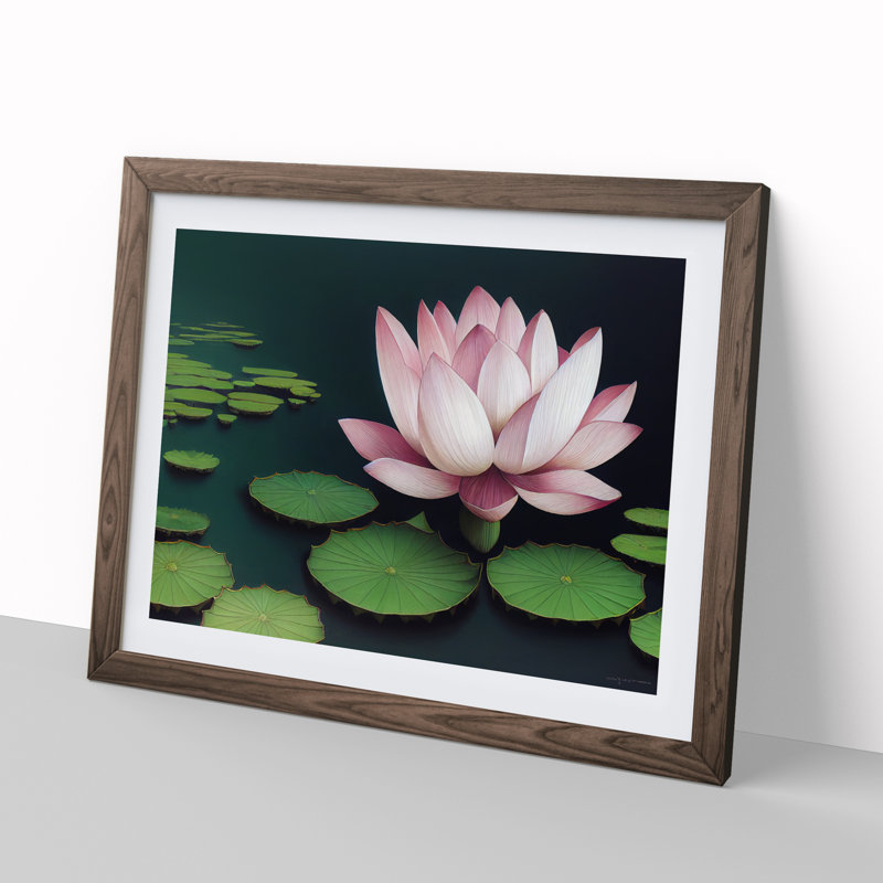 Effervescent Lotus Flower 1 Piece Single Picture Frame Painting, 34cm H x 46cm W x 2cm D, Walnut