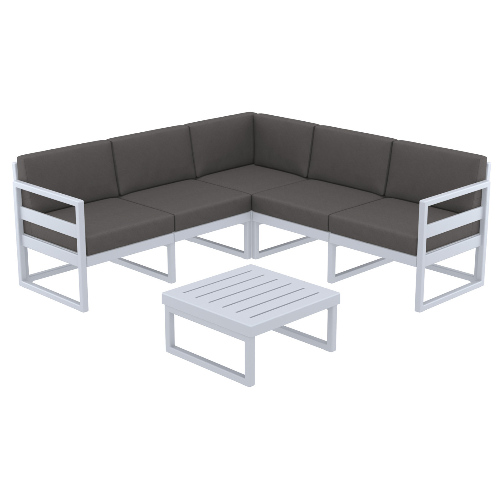 Lane 5 - Person Modular Patio Conversation Set with Cushions, Charcoal, Silver/Gray