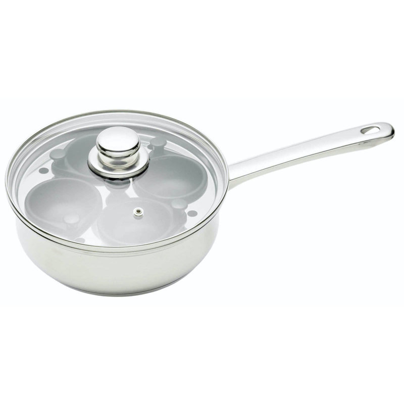 KitchenCraft Stainless Steel Two Hole Egg Poacher, 16cm