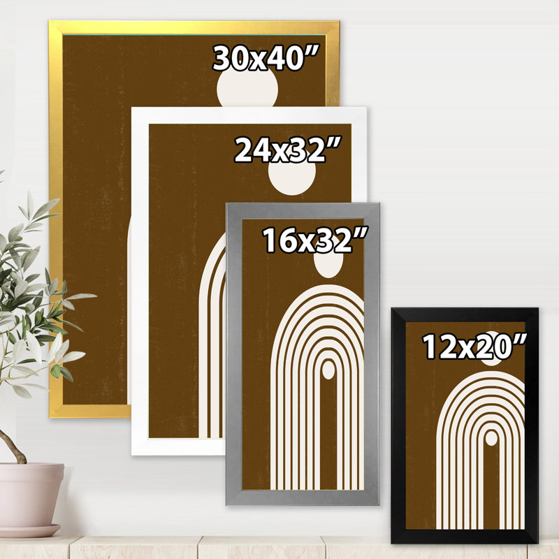 " Terracotta Minimalist Boho Rainbow II ", Black Framed Canvas, 40" H x 30" W x 1.5" D