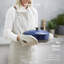 BO877004 Cotton Apron with Leather Details, Adjustable Straps, 4 Pockets, Cream