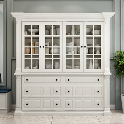 74.8" Wide European Style Vintage Painted Dining Cabinet by Lark Manor