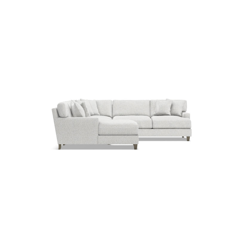 Mila 6-Piece Fabric Sectional, 33.5" H x 107" W x 107" D, Left Hand Facing, White Polyester