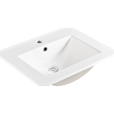 Ceramic Sink 24" - 18.81 In. X 6.9 In., 25.62 Lb Easy Maintenance With Overflow Countertop Basin, Exquisite Appearance, 18.81" Width, 0.81" Thickness