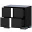 Table de chevet classique noire, pied en métal, 2 tiroirs, format 23,3 po x 15,4 po x 21,3 po