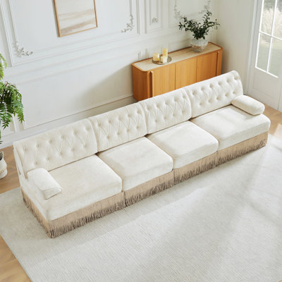 Tufted Sofa with Tassel Skirt, and Modular Design