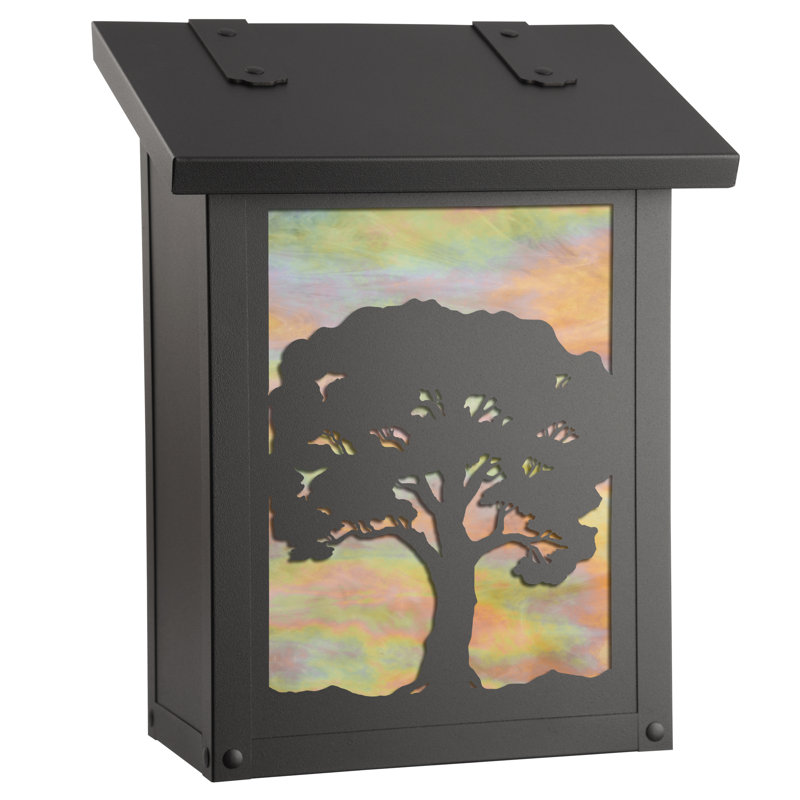 Boîte aux lettres murale verical chêne tree, Or irisé, Noir texturé