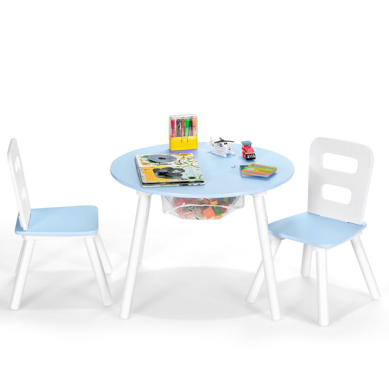Thayne Kids 3 Piece Round Play Or Activity Table and Chair Set