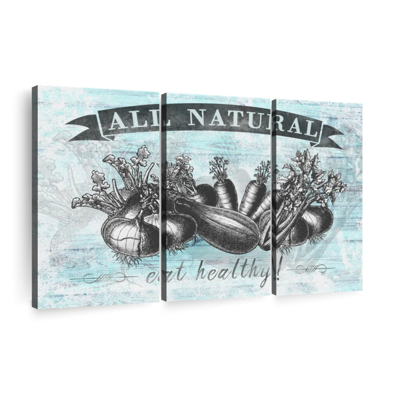 Ensemble de 3 produits entièrement naturels sur toile, H 32 po x l 50 po x P 1,25 po