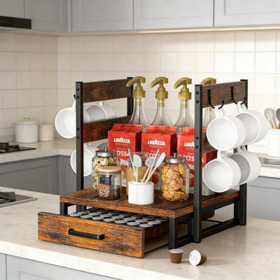 Original Line Coffee Pod Organizer Drawer With Cup Holder - Holds 63 Capsules, Sturdy Stand With Storage For Coffee Maker And Accessories