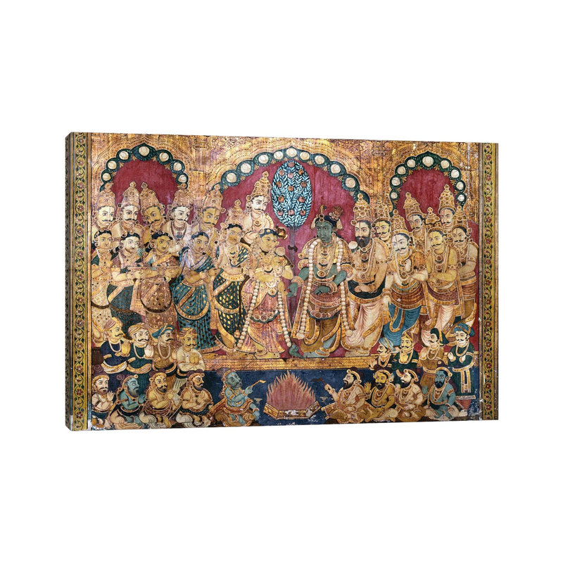 Hindu Wedding Ceremony - Wrapped Canvas Painting, 30.48 cm H x 45.72 cm W