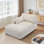 Chaise longue surdimensionnée en flanelle de fourrure de lapin blanche avec accoudoirs et coussins Bentura