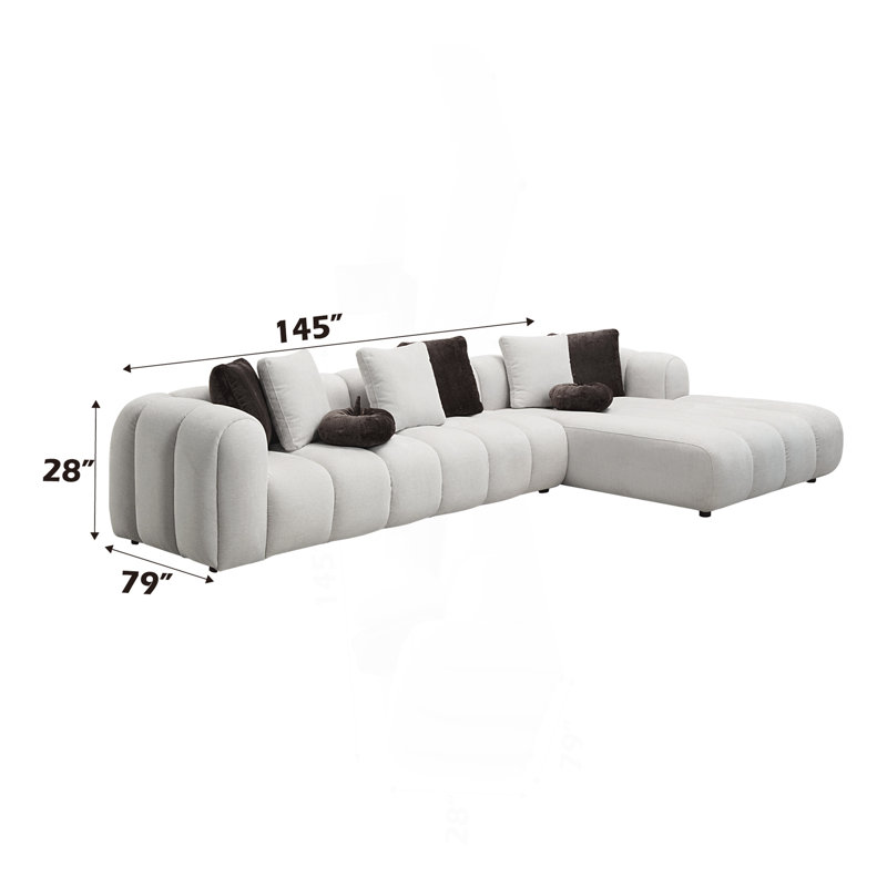 Canapé modulaire en lin blanc ivoire avec fauteuil
