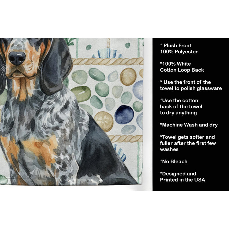 Serviette de cuisine blanche en verre de mer à épagneul tibétain blanc, Bluetick Coonhound