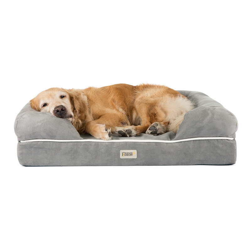 Canapé pour animal de compagnie Chester avec traversin en mousse à mémoire de forme, Étain