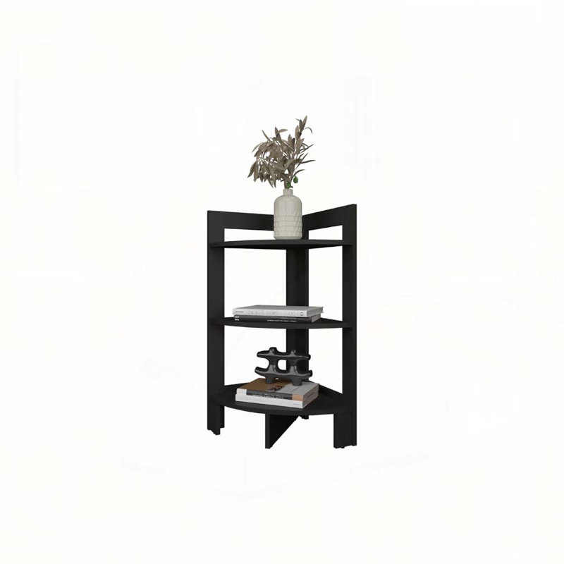 Black Corner Shelf with 3 Shelf